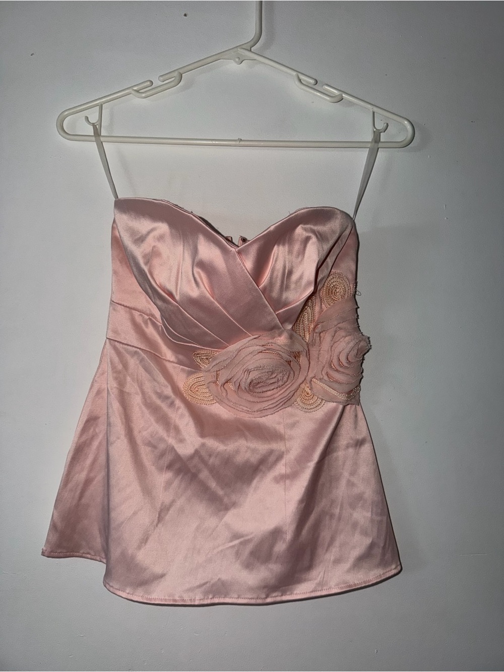 Studio Y Soft Pink Satin Strapless Top